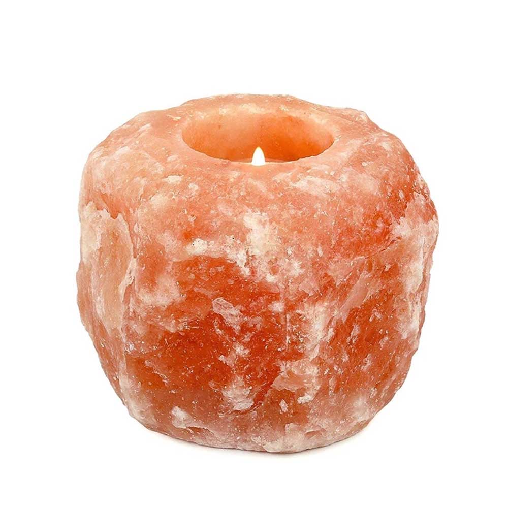 Himalayan Pink Salt Tea Light Holder by Pride of India – Salt Candle Holder – Room Décor Item – Great for Creating an Ambiance – Ideal for Home & Spa Uses – Natural Shape - Nexus Supply Co.