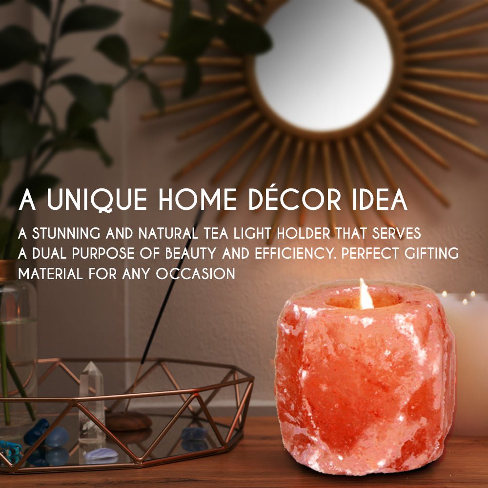 Himalayan Pink Salt Tea Light Holder by Pride of India – Salt Candle Holder – Room Décor Item – Great for Creating an Ambiance – Ideal for Home & Spa Uses – Natural Shape - Nexus Supply Co.