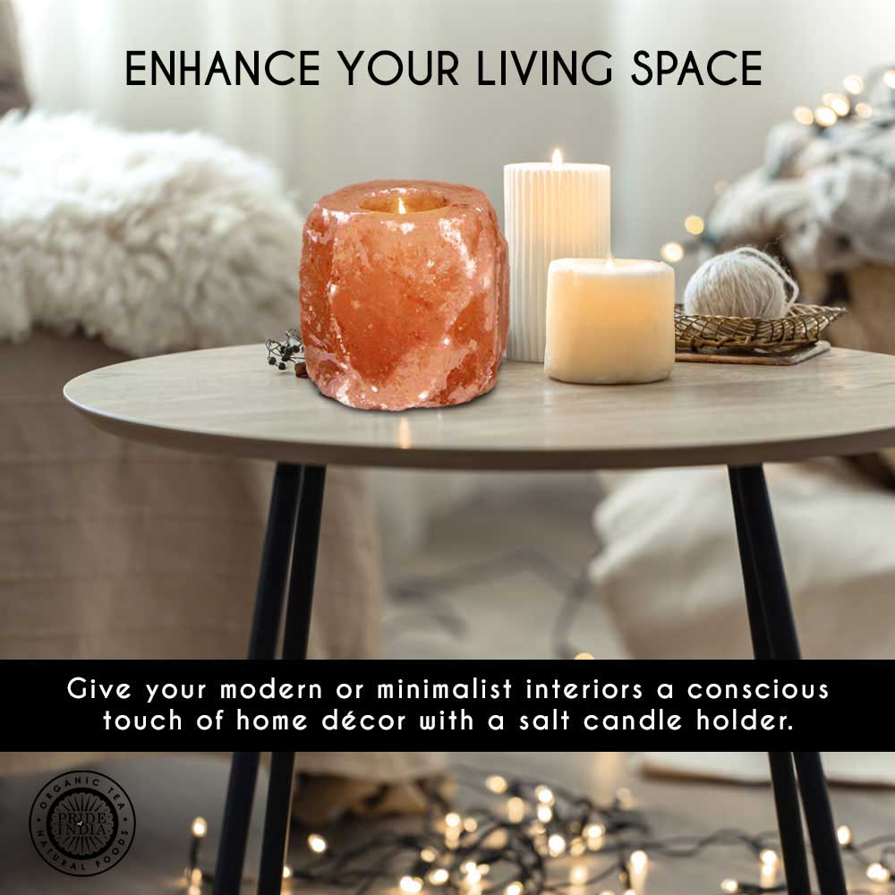 Himalayan Pink Salt Tea Light Holder by Pride of India – Salt Candle Holder – Room Décor Item – Great for Creating an Ambiance – Ideal for Home & Spa Uses – Natural Shape - Nexus Supply Co.