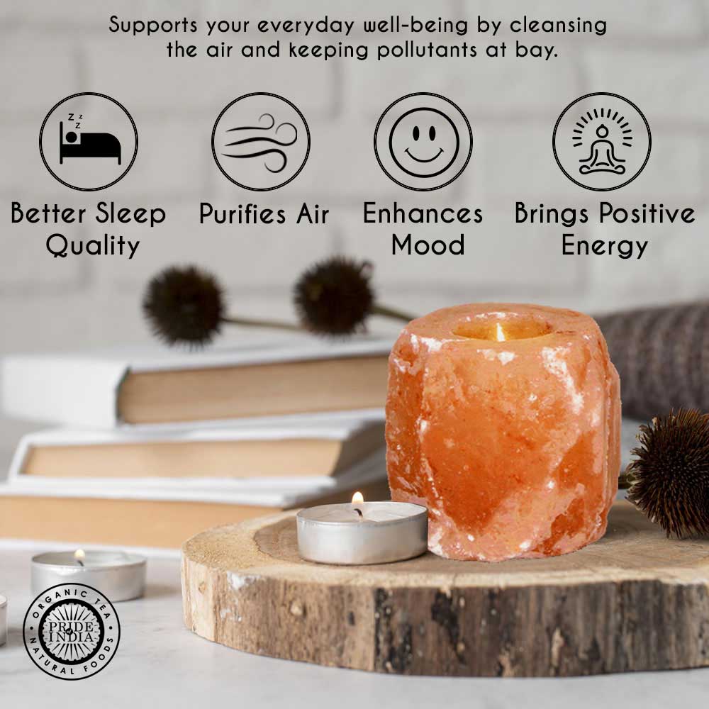 Himalayan Pink Salt Tea Light Holder by Pride of India – Salt Candle Holder – Room Décor Item – Great for Creating an Ambiance – Ideal for Home & Spa Uses – Natural Shape - Nexus Supply Co.